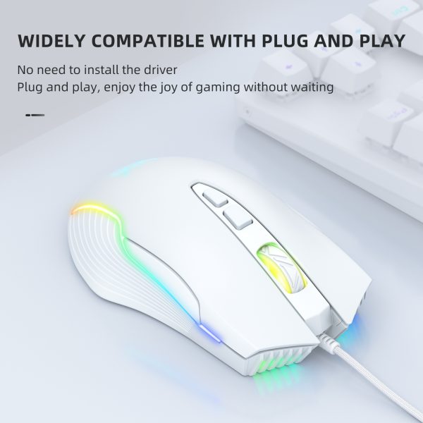 ONIKUMA CW905 Wired Gaming Mouse, White - Image 7