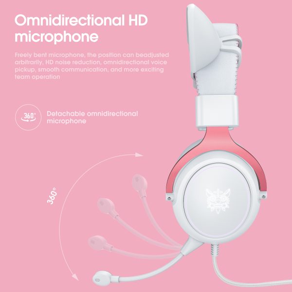 ONIKUMA X10 Stereo Wired Gaming Headset, White Pink - Image 6