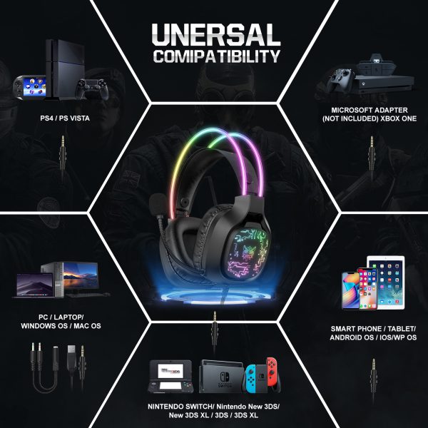 ONIKUMA X22 RGB Wired Gaming Headset, Black - Image 6