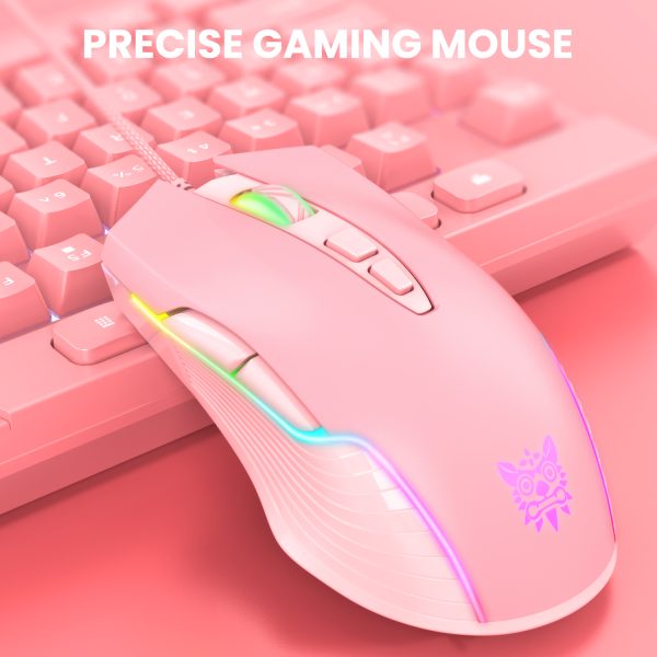 ONIKUMA CW905 Wired Gaming Mouse, Pink - Image 9