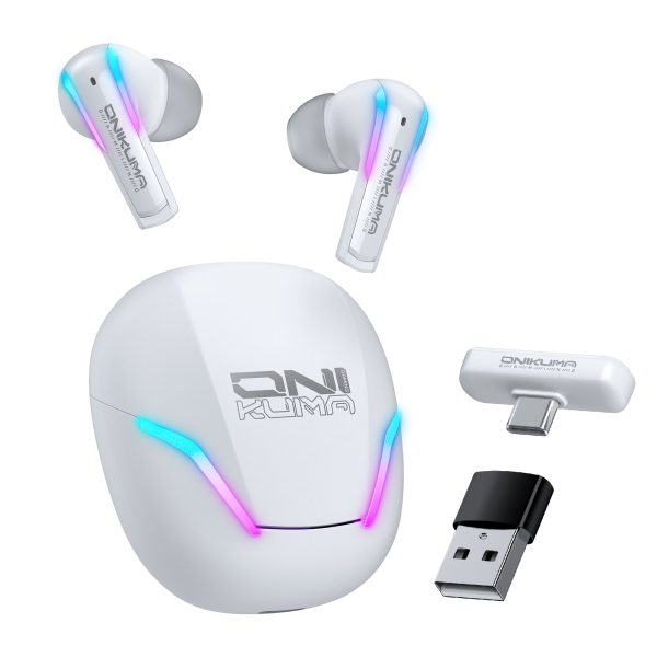 ONIKUMA T27 2.4G Wireless Gaming Earbuds with ENC Mic, White