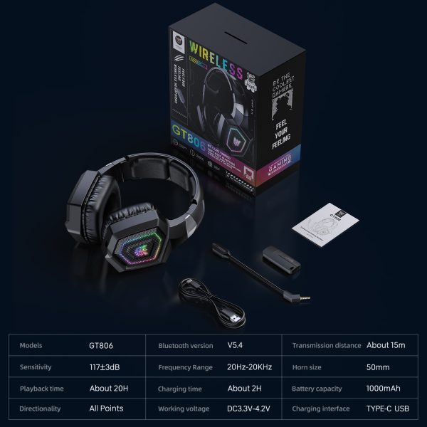 ONIKUMA GT806 Tri-Mode Wireless Gaming Headphone, Black - Image 12