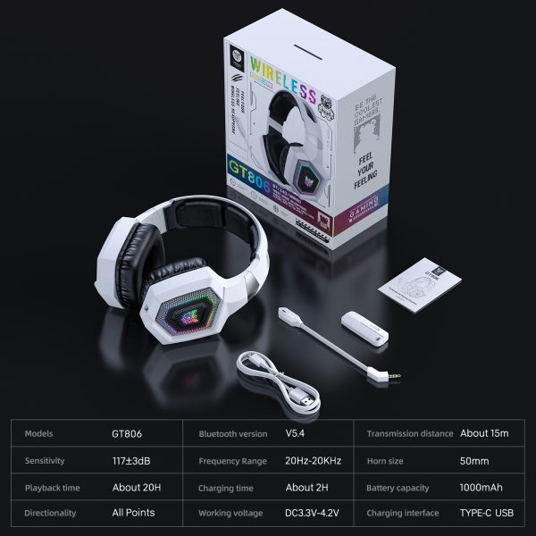 ONIKUMA GT806 Tri-Mode Wireless Gaming Headphone, White - Image 12