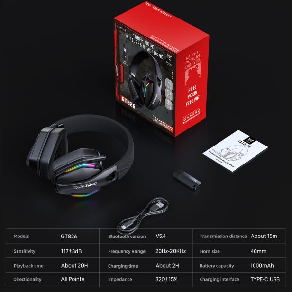 ONIKUMA GT826 Tri-Mode Wireless Gaming Headphone - Image 12