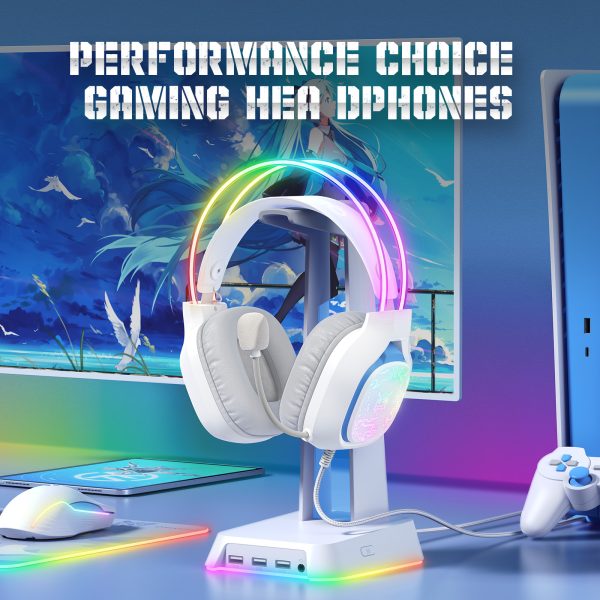 ONIKUMA X22 RGB Wired Gaming Headset, White - Image 2