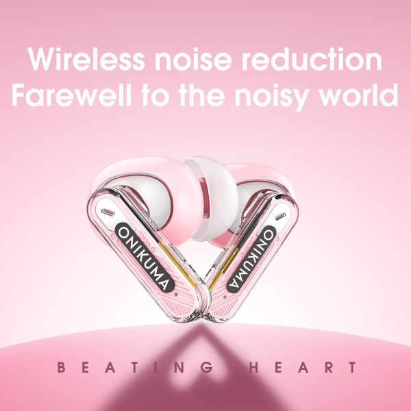 ONIKUMA T5 in ear TWS Bluetooth ANC Earphones, Pink - Image 6