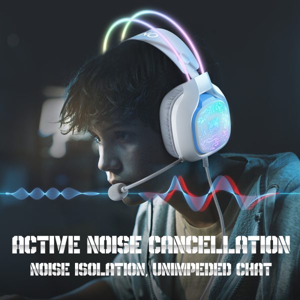 ONIKUMA X22 RGB Wired Gaming Headset, White - Image 4