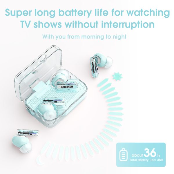 ONIKUMA T5 in ear TWS Bluetooth ANC Earphones, Blue - Image 6