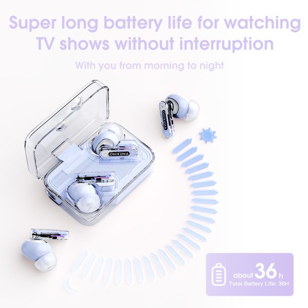 ONIKUMA T5 in ear TWS Bluetooth ANC Earphones, Purple - Image 9