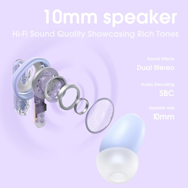 ONIKUMA T5 in ear TWS Bluetooth ANC Earphones, Purple - Image 10