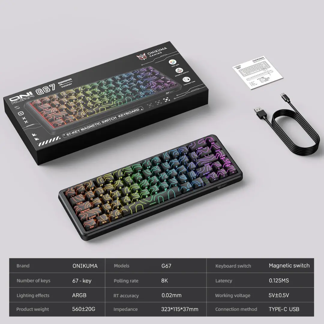 ONIKUMA G67 Hall Effect Wired RGB Magnetic Switch Gaming Keyboard 17 ONIKUMA G67 Hall Effect Wired RGB Magnetic Switch Gaming Keyboard - Image 17