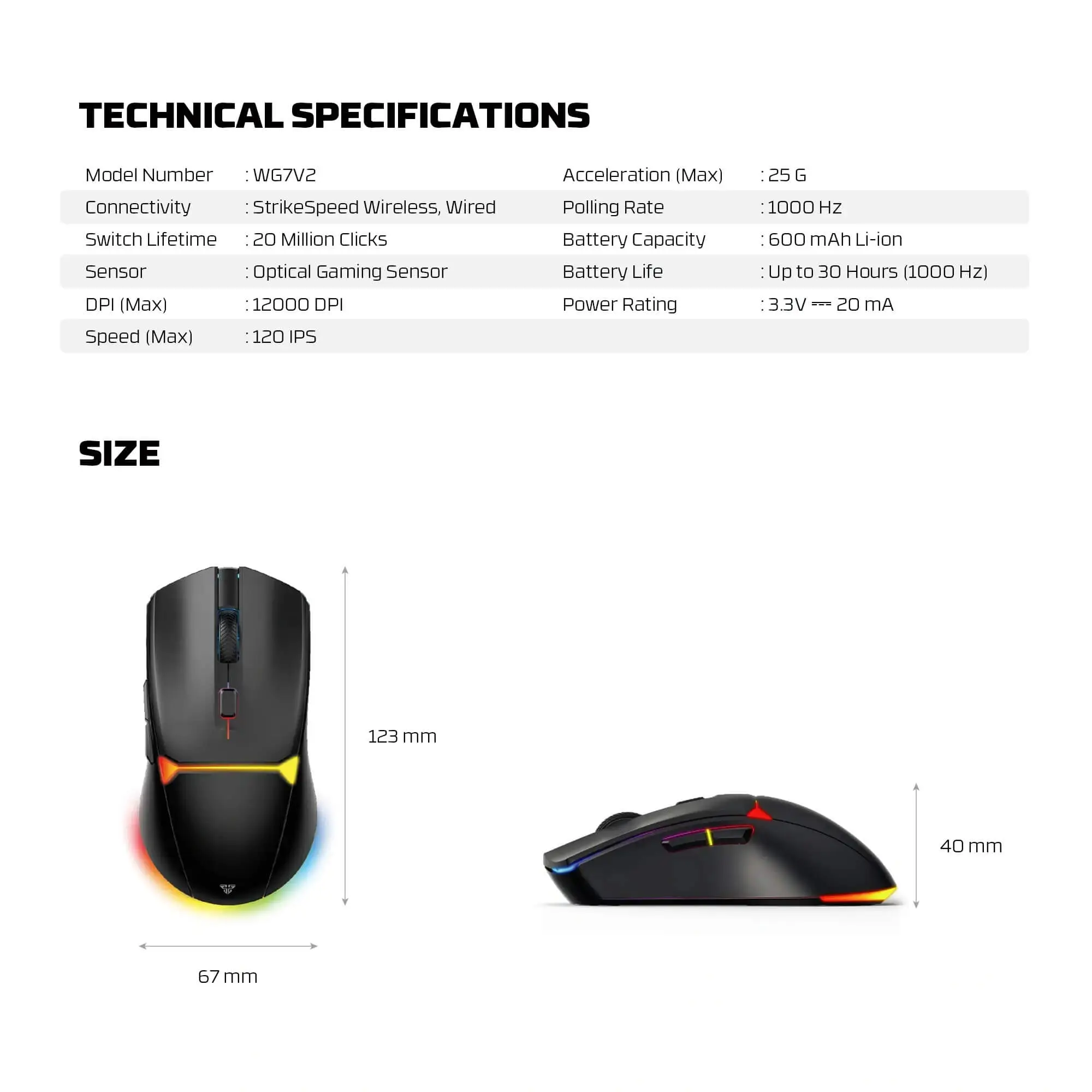 FANTECH WG7V2 CRYPTO II Wireless Gaming Mouse 15 FANTECH WG7V2 CRYPTO II Wireless Gaming Mouse - Image 15