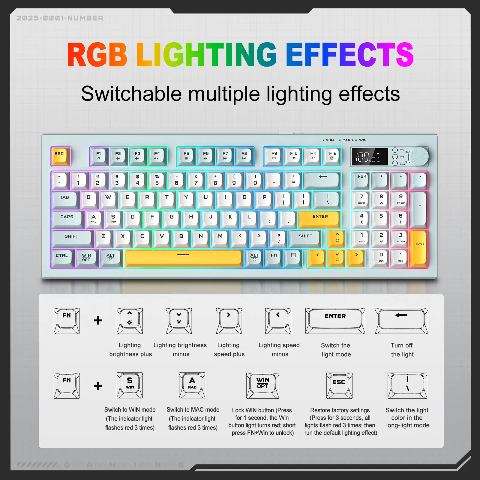 ONIKUMA G80 94 Keys Tri-Mode Wireless Membrane Keyboard with LCD Screen & Multifunction Knob 12 ONIKUMA G80 94 Keys Tri-Mode Wireless Membrane Keyboard with LCD Screen & Multifunction Knob - Image 12