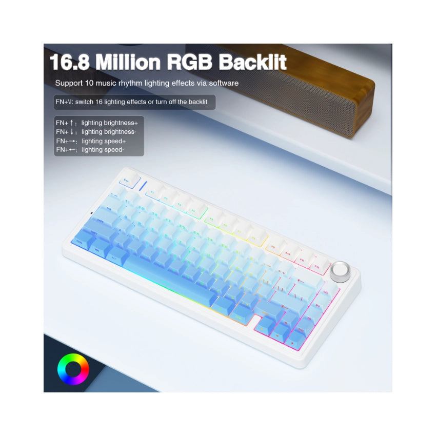 AULA F75 PRO Tri-Mode Wireless Mechanical Keyboard, Gradient Blue (Reaper Switch) 5 AULA F75 PRO Tri-Mode Wireless Mechanical Keyboard, Gradient Blue (Reaper Switch) - Image 5