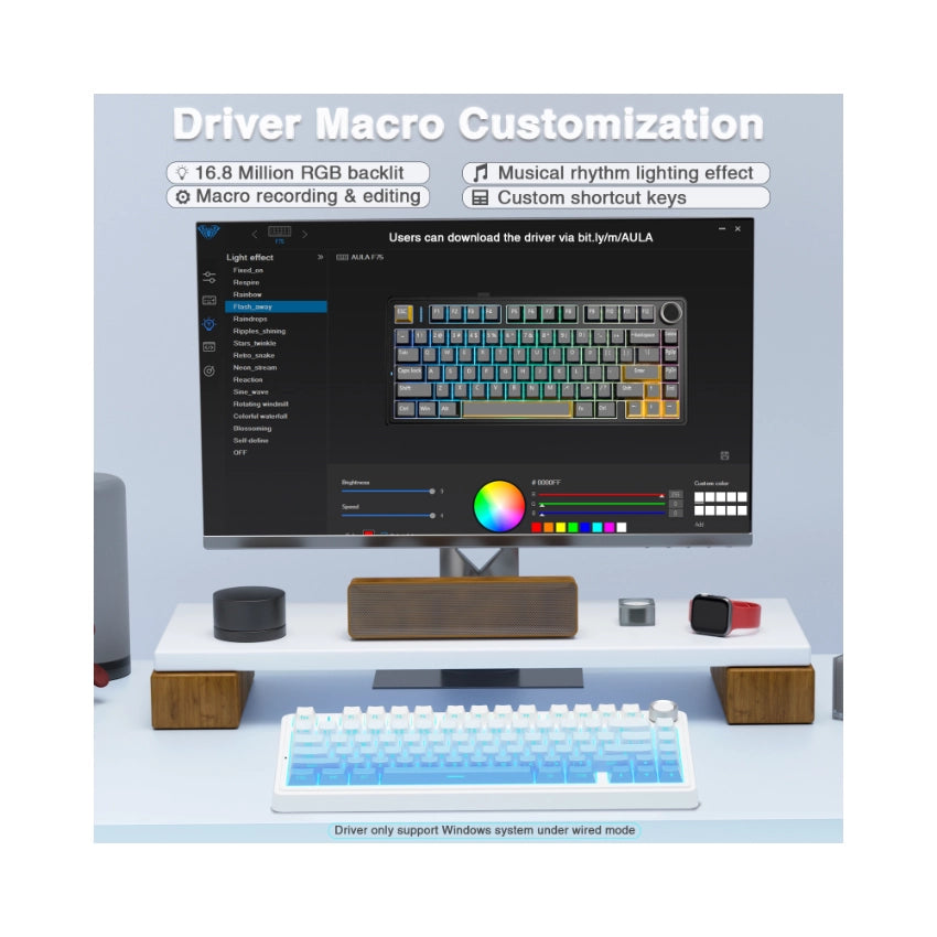 AULA F75 PRO Tri-Mode Wireless Mechanical Keyboard, Gradient Blue (Reaper Switch) 6 AULA F75 PRO Tri-Mode Wireless Mechanical Keyboard, Gradient Blue (Reaper Switch) - Image 6