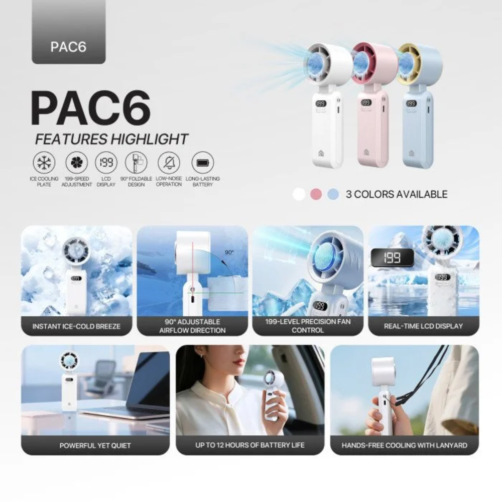 FANTECH PAC6 ICE Cooling Plated Portable Mini Charger Fan 5 FANTECH PAC6 ICE Cooling Plated Portable Mini Charger Fan - Image 5