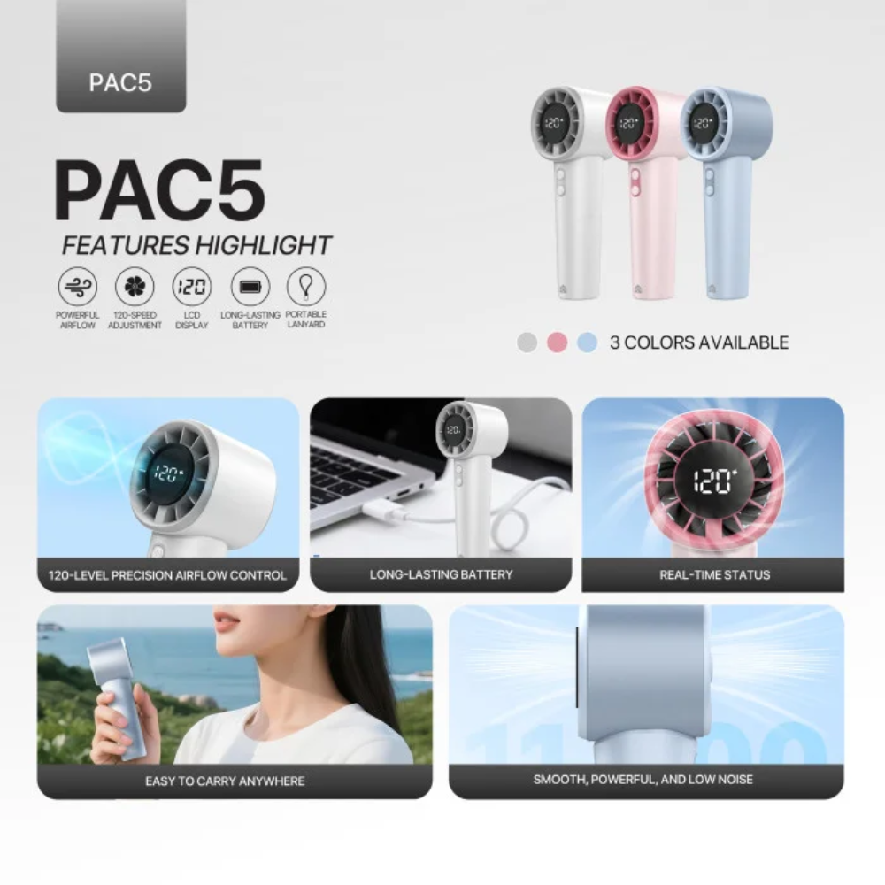 Fantech PAC5 Portable Handheld Mini Charger Fan With LCD Display 11 Fantech PAC5 Portable Handheld Mini Charger Fan With LCD Display - Image 11