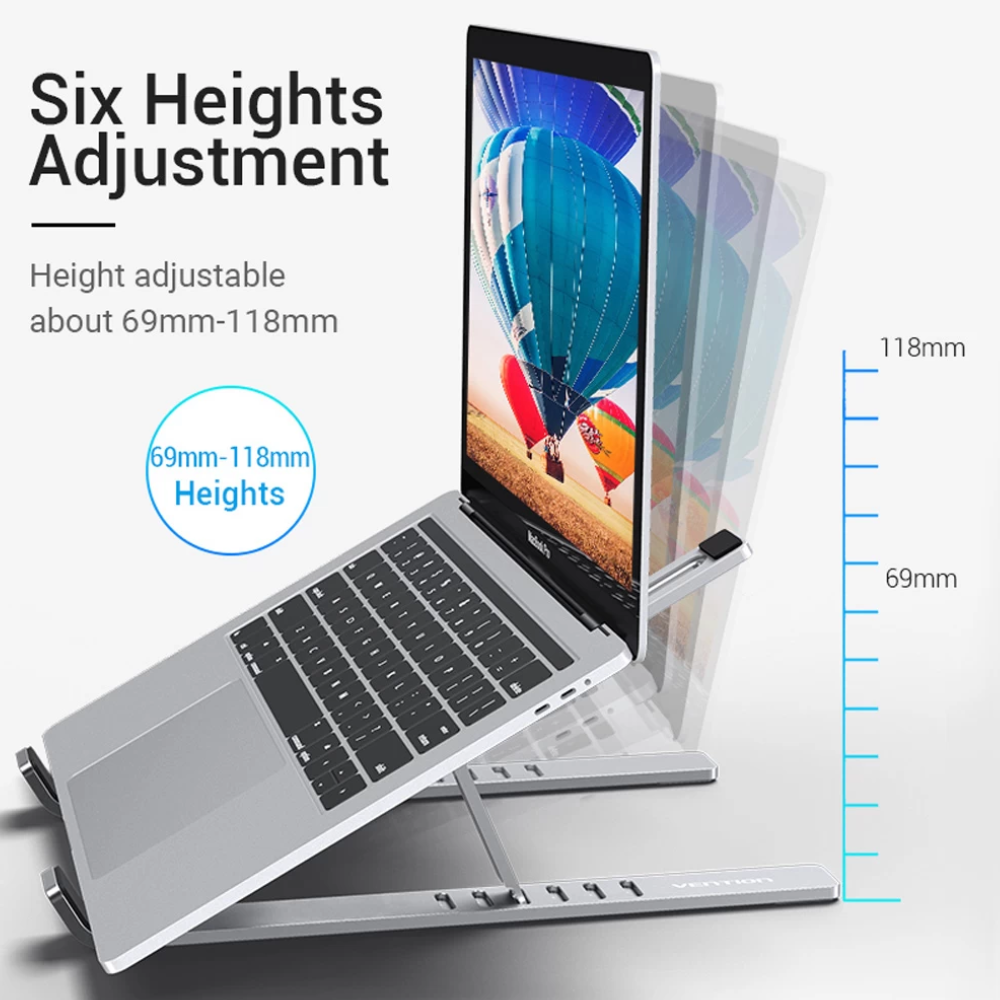 Vention KDLI0 Foldable and Portable Laptop Stand, Silver 4 Vention KDLI0 Foldable and Portable Laptop Stand, Silver - Image 4