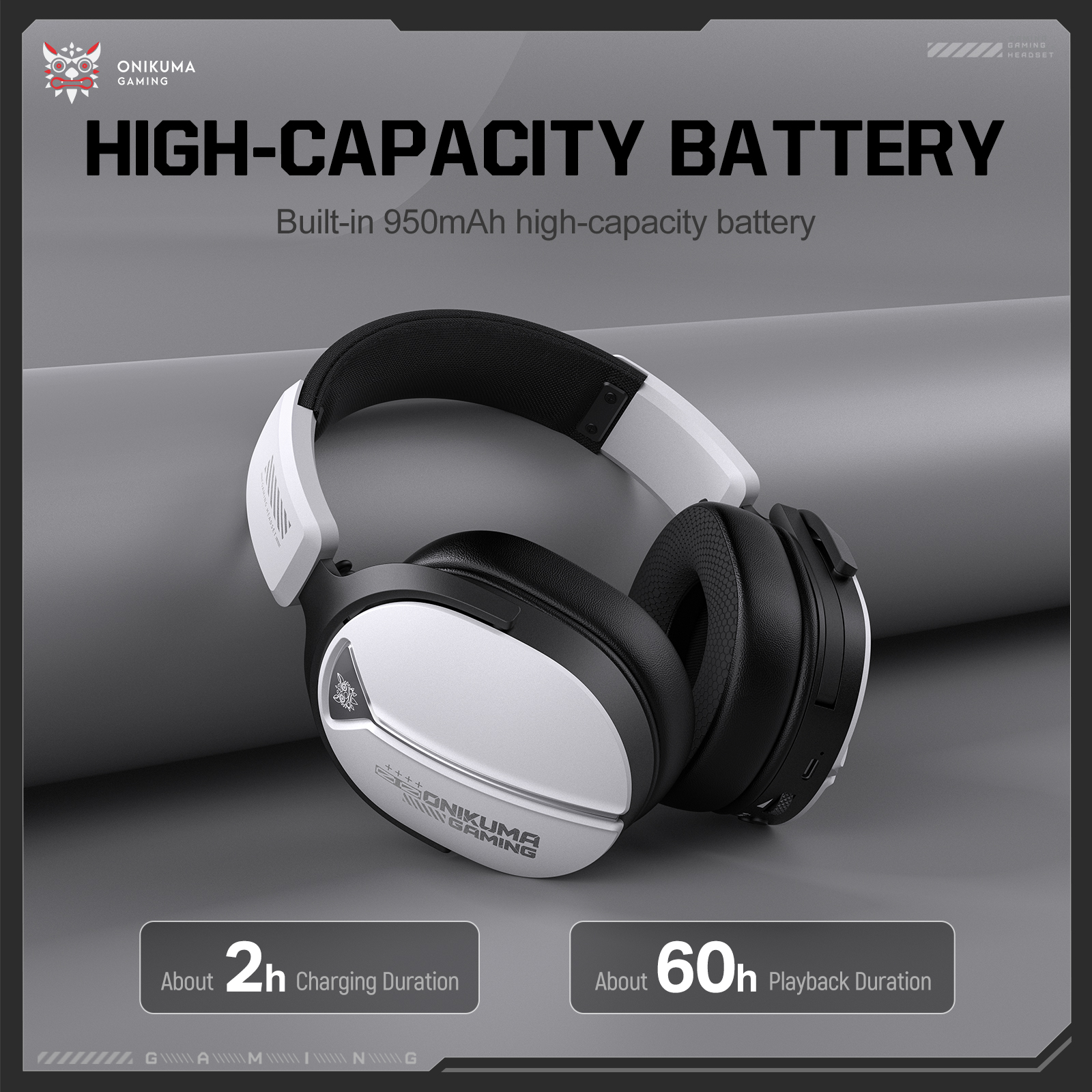Onikuma GT887 Quad-Mode Wireless Gaming Headset, White 6 Onikuma GT887 Quad-Mode Wireless Gaming Headset, White - Image 6