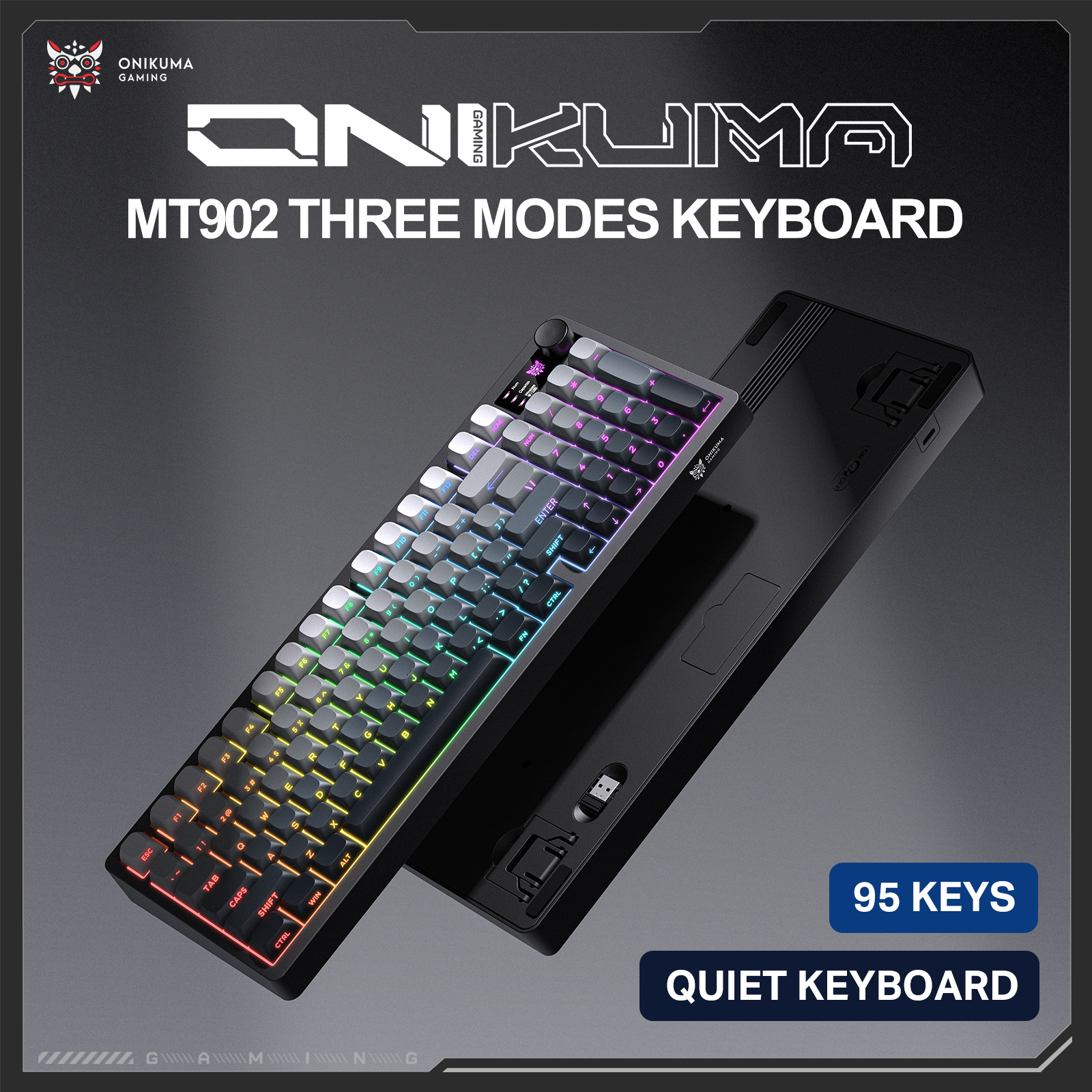 Onikuma MT902 RGB Tri-Mode Wireless Membrane Keyboard, Black Gradient 4 Onikuma MT902 RGB Tri-Mode Wireless Membrane Keyboard, Black Gradient - Image 4