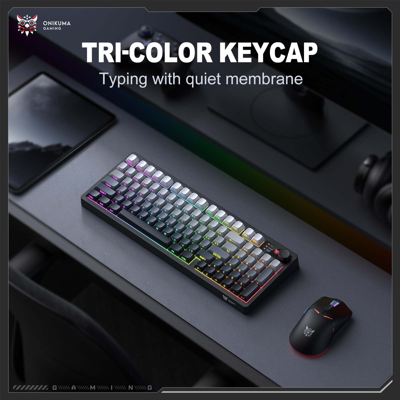 Onikuma MT902 RGB Tri-Mode Wireless Membrane Keyboard, Black Gradient 5 Onikuma MT902 RGB Tri-Mode Wireless Membrane Keyboard, Black Gradient - Image 5