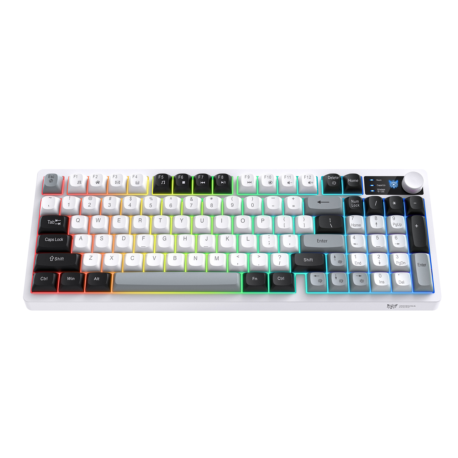Onikuma MT902 RGB Tri-Mode Wireless Membrane Keyboard, (White-Black-Grey) 2 Onikuma MT902 RGB Tri-Mode Wireless Membrane Keyboard, (White-Black-Grey) - Image 2