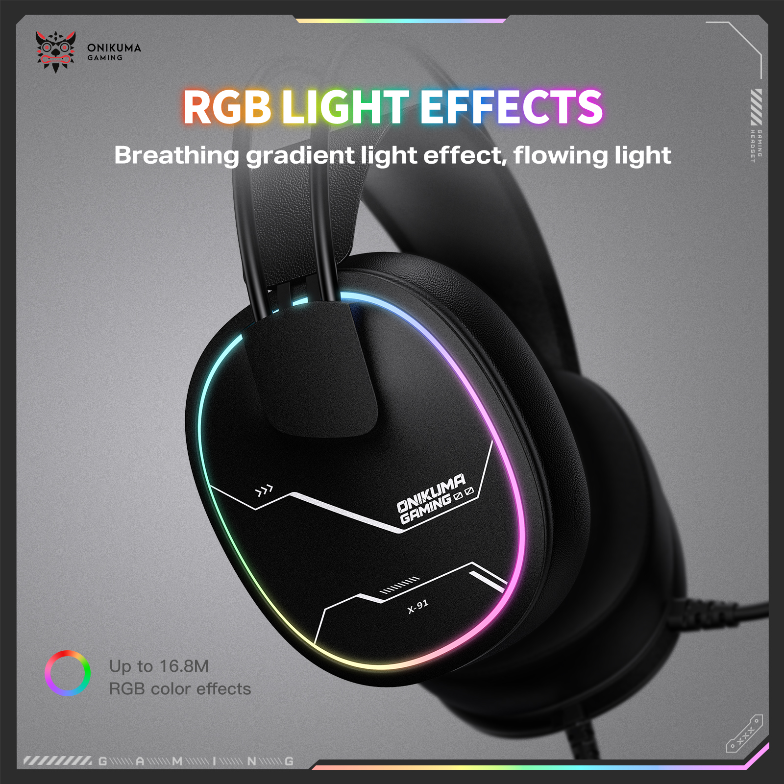 Onikuma X91 RGB Lightweight Over-Ear Wired Gaming Headset 7 Onikuma X91 RGB Lightweight Over-Ear Wired Gaming Headset - Image 7