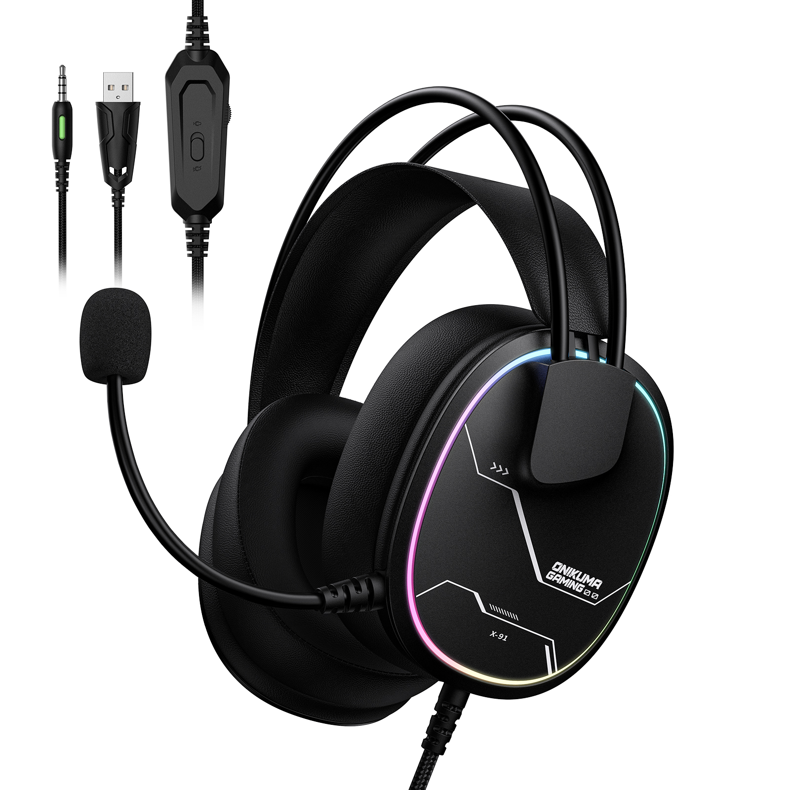 Onikuma X91 RGB Lightweight Over-Ear Wired Gaming Headset 2 Onikuma X91 RGB Lightweight Over-Ear Wired Gaming Headset - Image 2