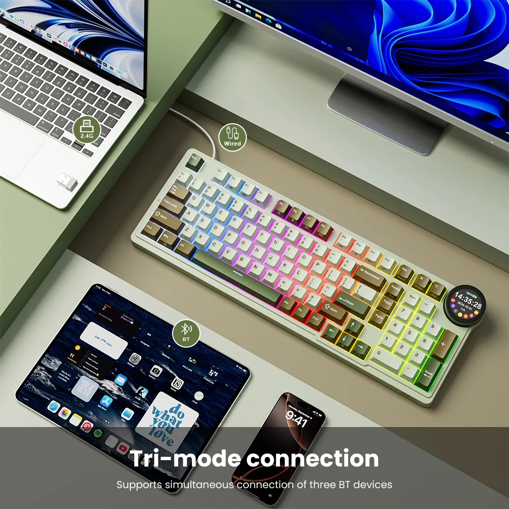 Royal Kludge RK-N99 RGB Tri-Mode Wireless Mechanical Keyboard, Mocha Grey 7 Royal Kludge RK-N99 RGB Tri-Mode Wireless Mechanical Keyboard, Mocha Grey - Image 7