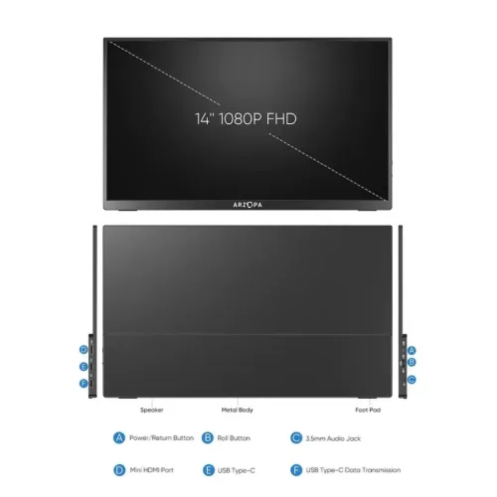 Arzopa A1 Gamut Slim 14" FHD IPS Portable Monitor 3 Arzopa A1 Gamut Slim 14" FHD IPS Portable Monitor - Image 3