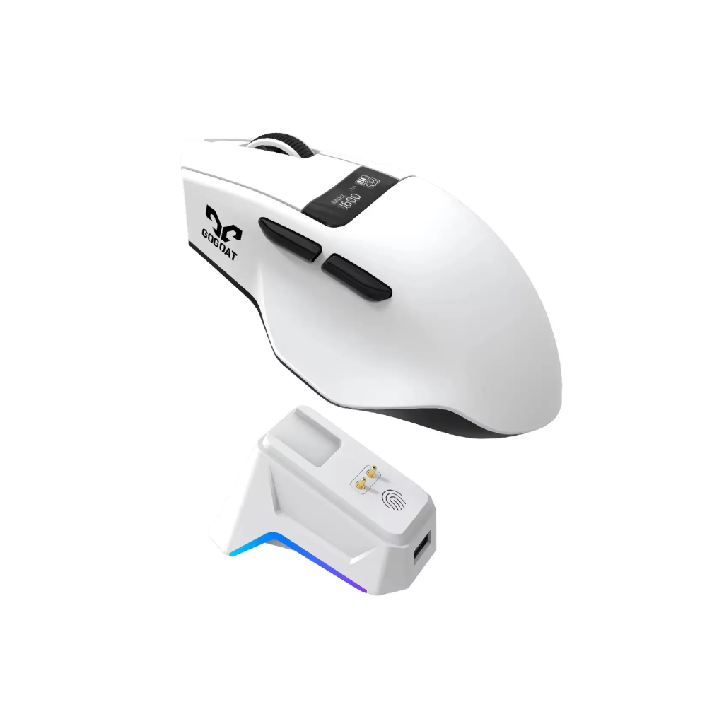Jedel GoGoat V8 Tri Mode Wireless Mouse with Charging Dock, White 2 Jedel GoGoat V8 Tri Mode Wireless Mouse with Charging Dock, White - Image 2