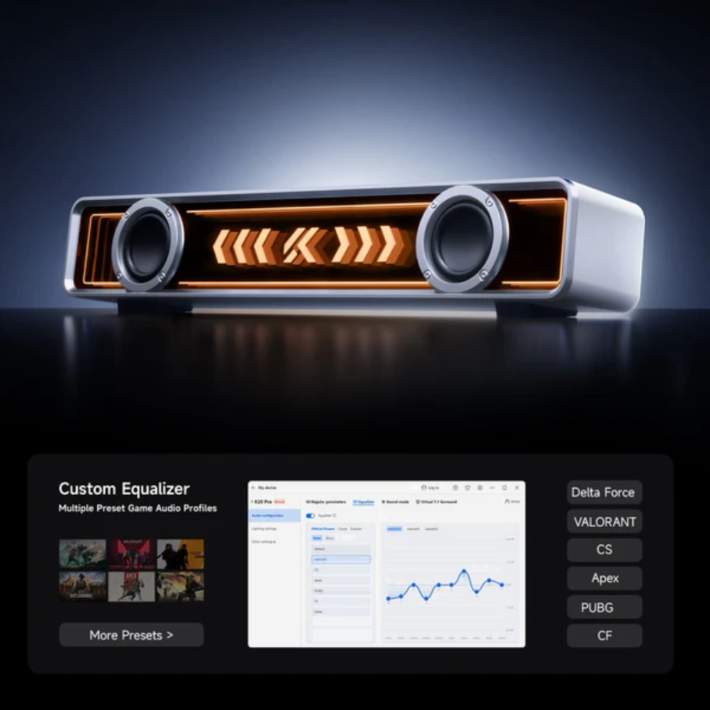 MCHOSE K20 Pro Gaming Soundbar, Black 8 MCHOSE K20 Pro Gaming Soundbar, Black - Image 8