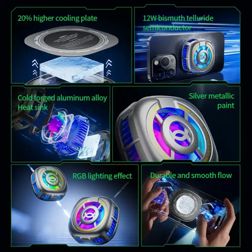 Plextone EX2 Ultra RGB Magnetic Radiator Phone Cooler 3 Plextone EX2 Ultra RGB Magnetic Radiator Phone Cooler - Image 3