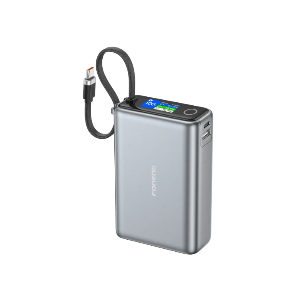 Foneng PX132 20000mAh 65W Power Bank With Built-in Cable 1 Foneng PX132 20000mAh 65W Power Bank With Built-in Cable