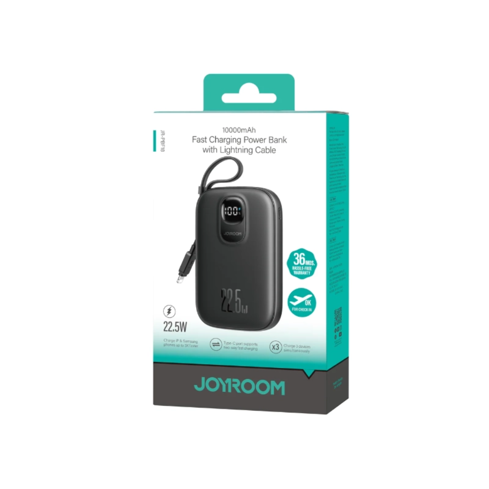 Joyroom JR-PBF18 10000mAh 22.5W Fast Charging Power Bank With Lightning Cable 2 Joyroom JR-PBF18 10000mAh 22.5W Fast Charging Power Bank With Lightning Cable - Image 2