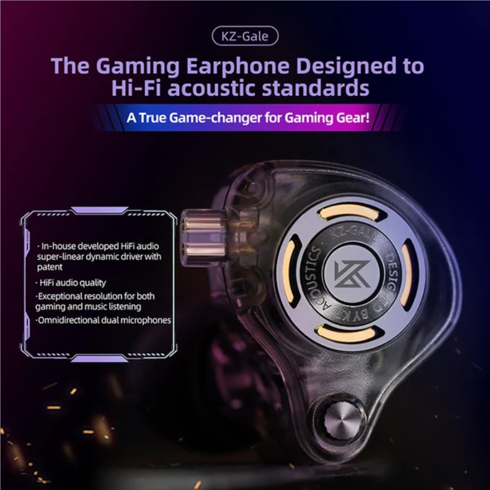 KZ Gale Hi-Fi Gaming Earphone with Mic 3 KZ Gale Hi-Fi Gaming Earphone with Mic - Image 3