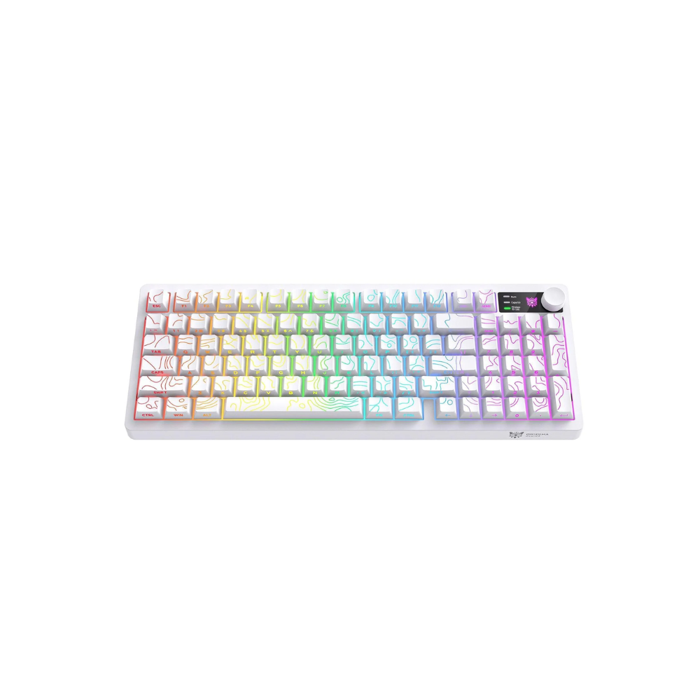 Onikuma MT902 RGB Tri-Mode Wireless Membrane Keyboard, White Topographic 1 Onikuma MT902 RGB Tri-Mode Wireless Membrane Keyboard, White Topographic