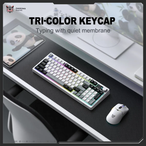 Onikuma MT902 RGB Tri-Mode Wireless Membrane Keyboard, Black Topographic 4 Onikuma MT902 RGB Tri-Mode Wireless Membrane Keyboard, Black Topographic - Image 4