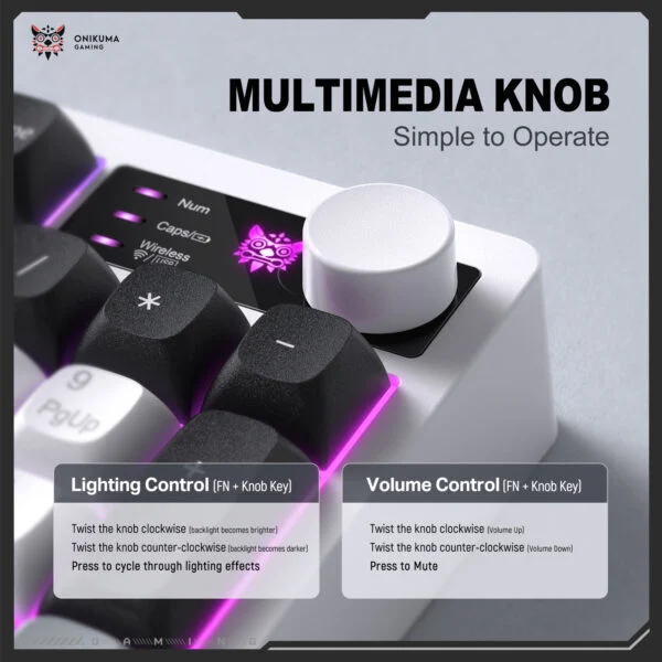 Onikuma MT902 RGB Tri-Mode Wireless Membrane Keyboard, Black Topographic 3 Onikuma MT902 RGB Tri-Mode Wireless Membrane Keyboard, Black Topographic - Image 3