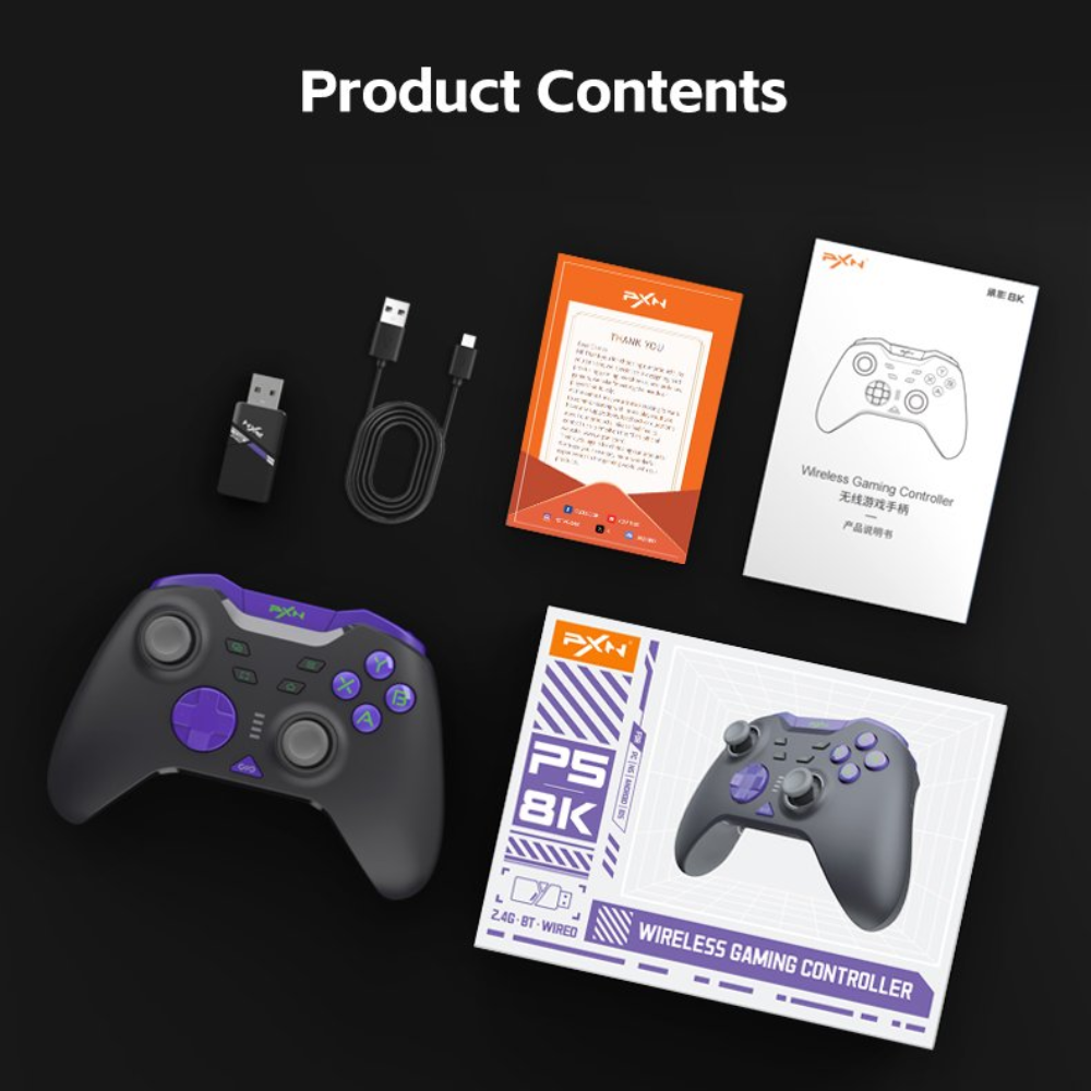 PXN P5 8k Tri-Mode Wireless Game Controller, Black Purple 12 PXN P5 8k Tri-Mode Wireless Game Controller, Black Purple - Image 12