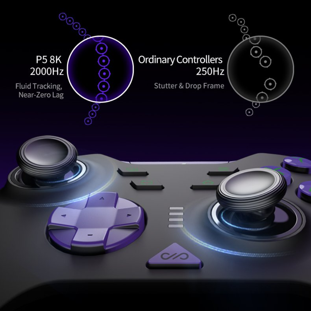 PXN P5 8k Tri-Mode Wireless Game Controller, Black Purple 6 PXN P5 8k Tri-Mode Wireless Game Controller, Black Purple - Image 6