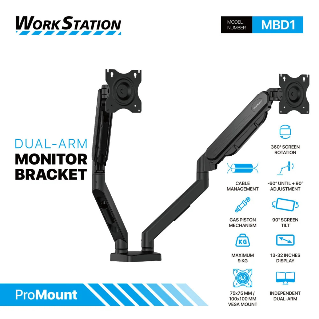 FANTECH MBD1 Dual Arm Monitor Bracket 2 FANTECH MBD1 Dual Arm Monitor Bracket - Image 2