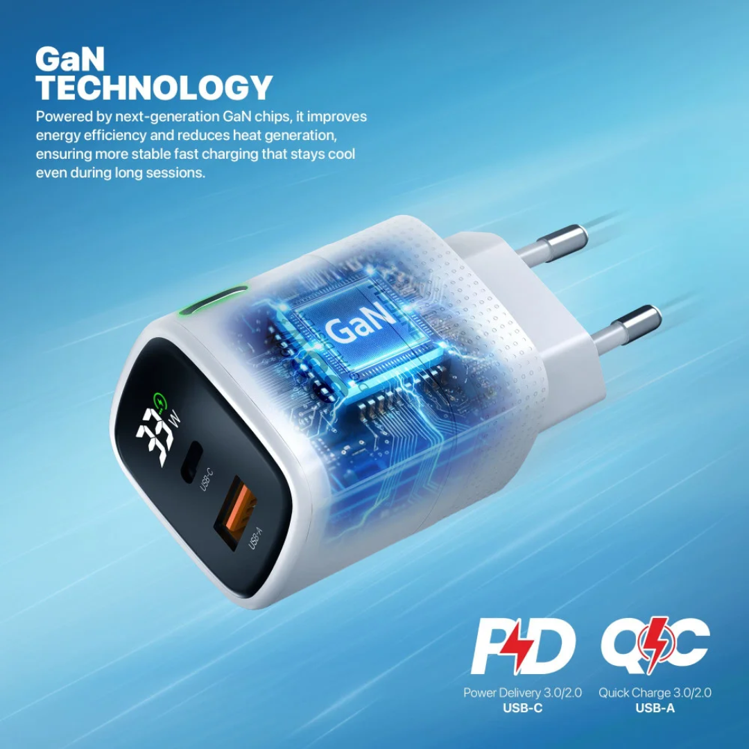 FANTECH PPS332 PowerPLUS 33W 2-Ports GaN Charger (PD+QC) 3 FANTECH PPS332 PowerPLUS 33W 2-Ports GaN Charger (PD+QC) - Image 3