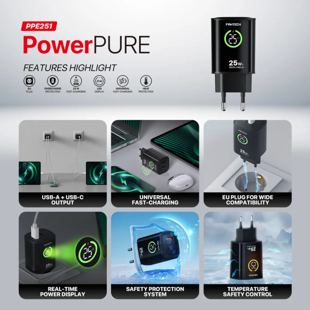 FANTECH PPE251 PowerPURE Duel-Port-Adapter 25Watt With Digital Display 4 FANTECH PPE251 PowerPURE Duel-Port-Adapter 25Watt With Digital Display - Image 4