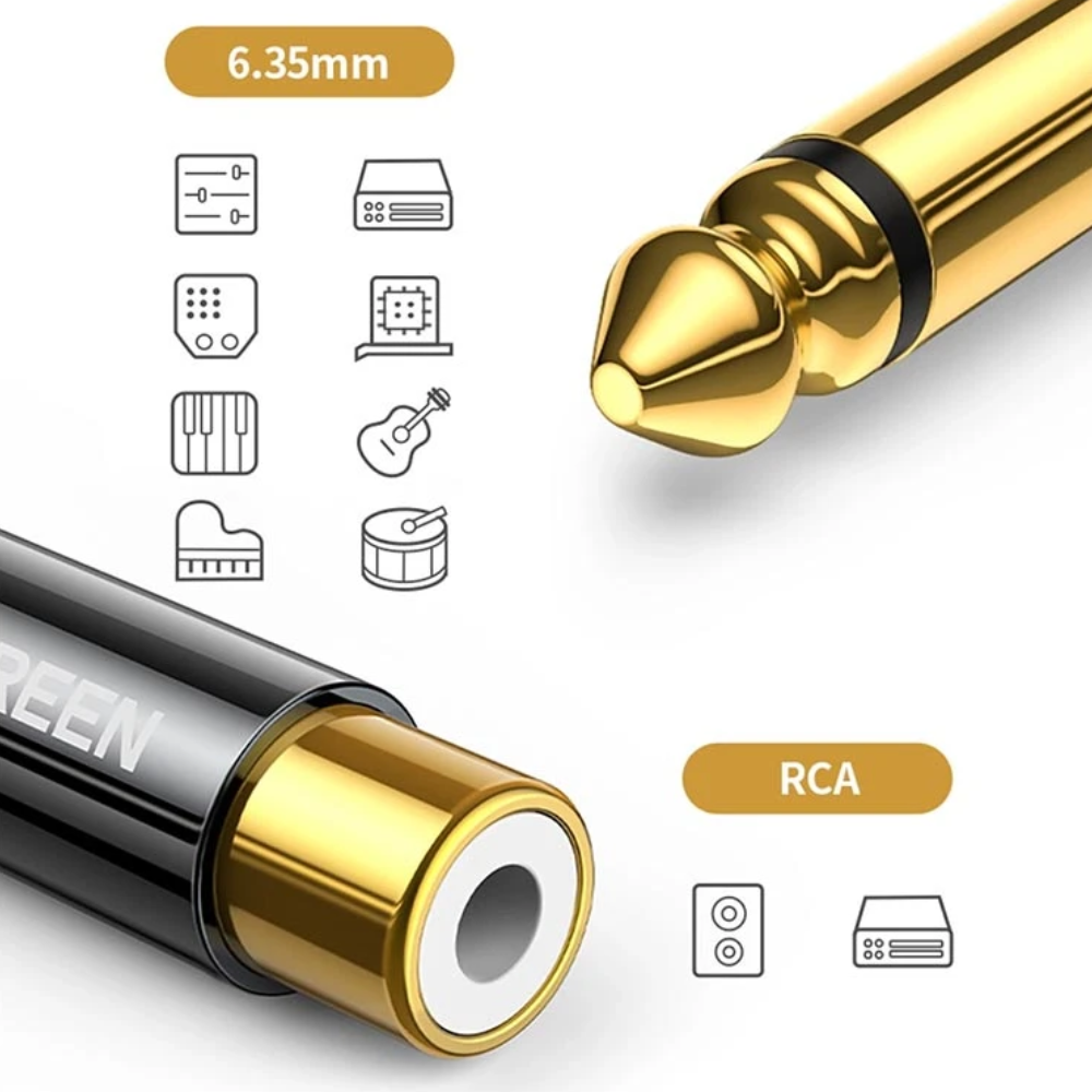 UGREEN AV169 (80731) 6.35mm Male to RCA Female Adapter 4 UGREEN AV169 (80731) 6.35mm Male to RCA Female Adapter - Image 4
