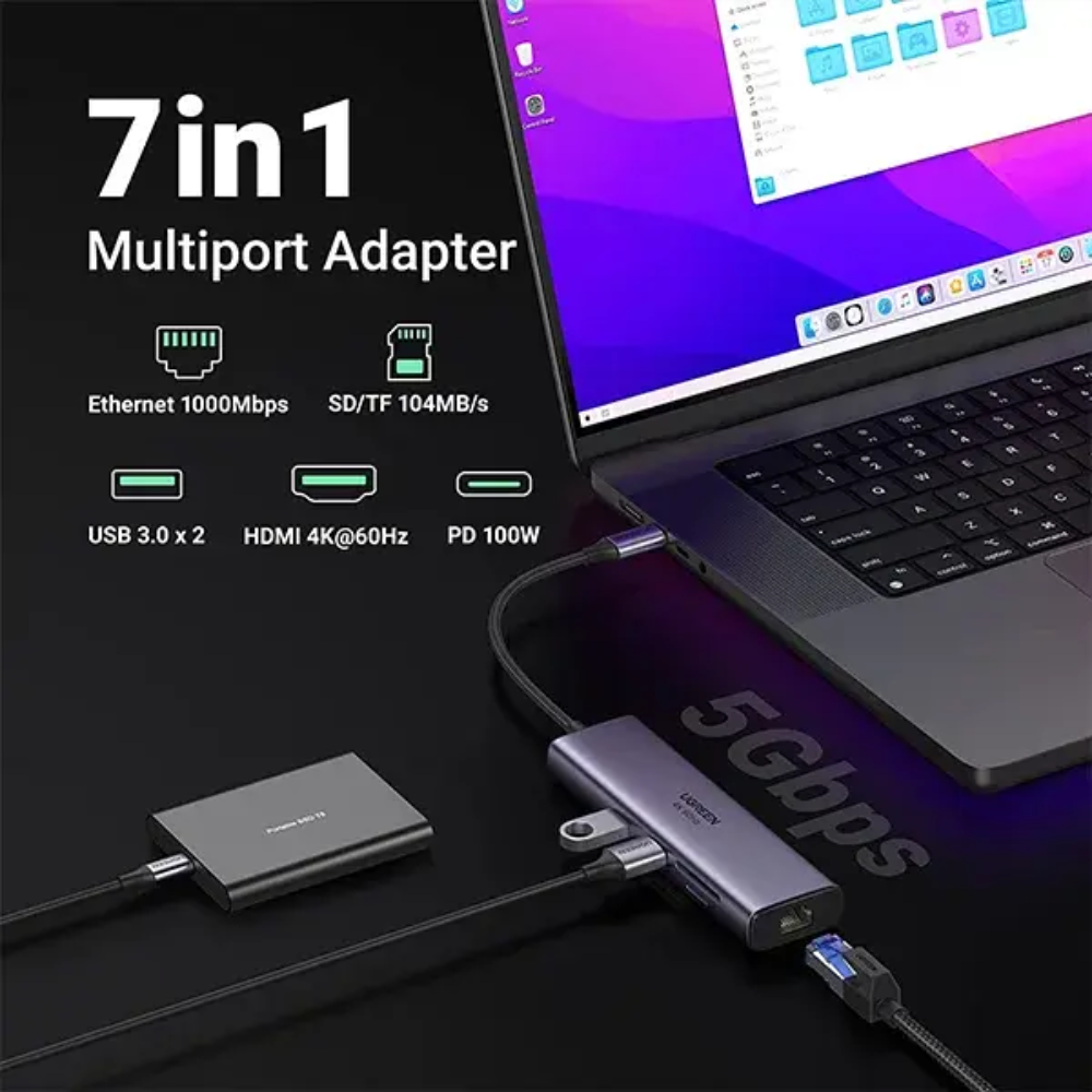UGREEN CM498 (45379) 7-in-1 Type-C Multifunction Hub 2 UGREEN CM498 (45379) 7-in-1 Type-C Multifunction Hub - Image 2