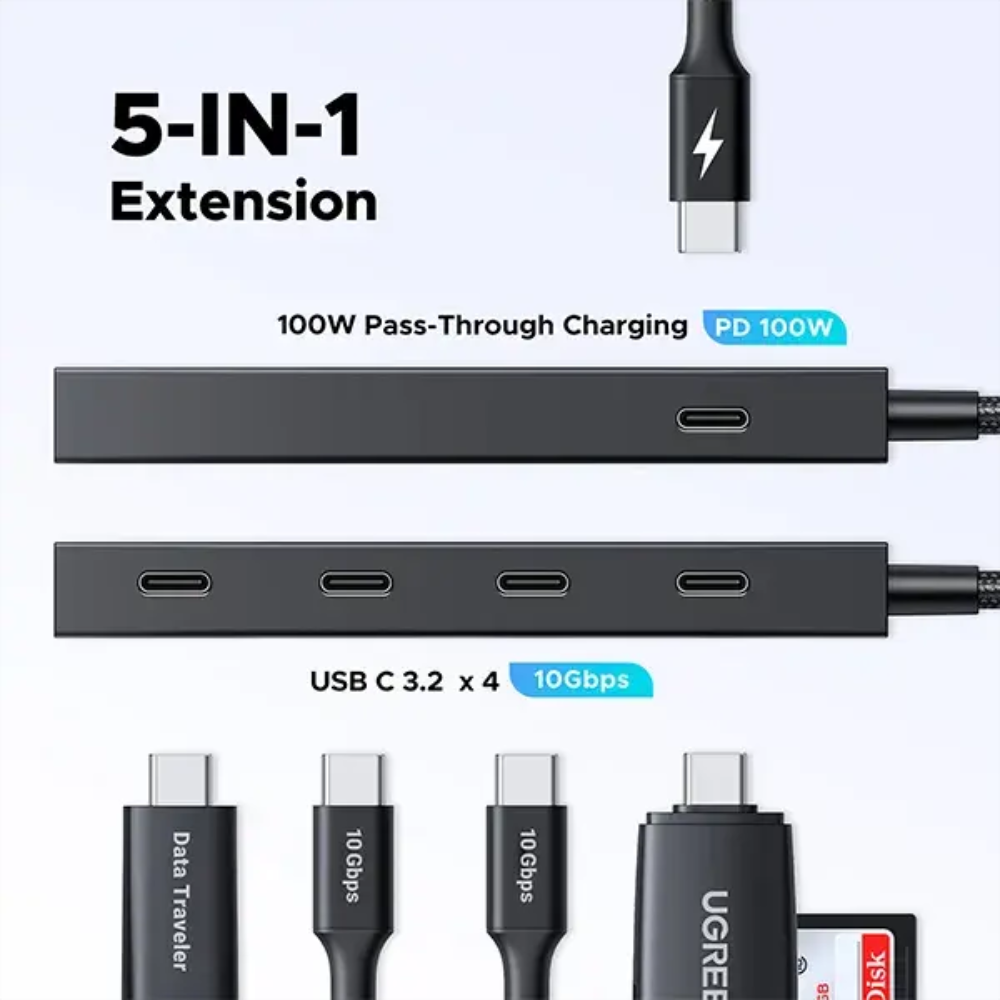 UGREEN CM806 (55334) USB-C To 4xUSB-C 3.2 HUB With PD 4 UGREEN CM806 (55334) USB-C To 4xUSB-C 3.2 HUB With PD - Image 4