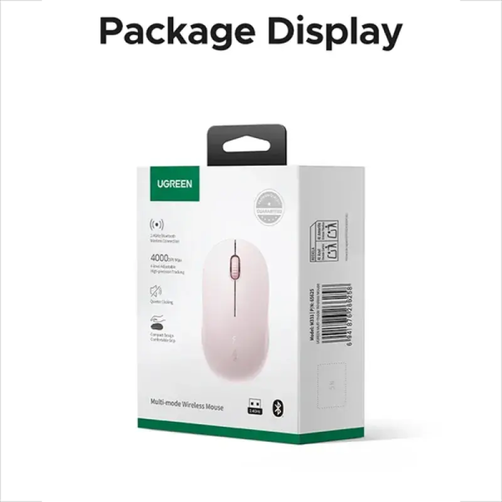 UGREEN M331 (65625) Multi-mode Wireless Mouse, Pink 7 UGREEN M331 (65625) Multi-mode Wireless Mouse, Pink - Image 7