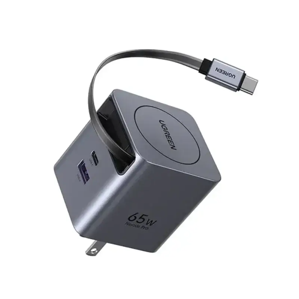 Ugreen Nexode Pro X615 (65825) 65W GaN USB & USB-C Gray Fast Charger With Cable 3 Ugreen Nexode Pro X615 (65825) 65W GaN USB & USB-C Gray Fast Charger With Cable - Image 3