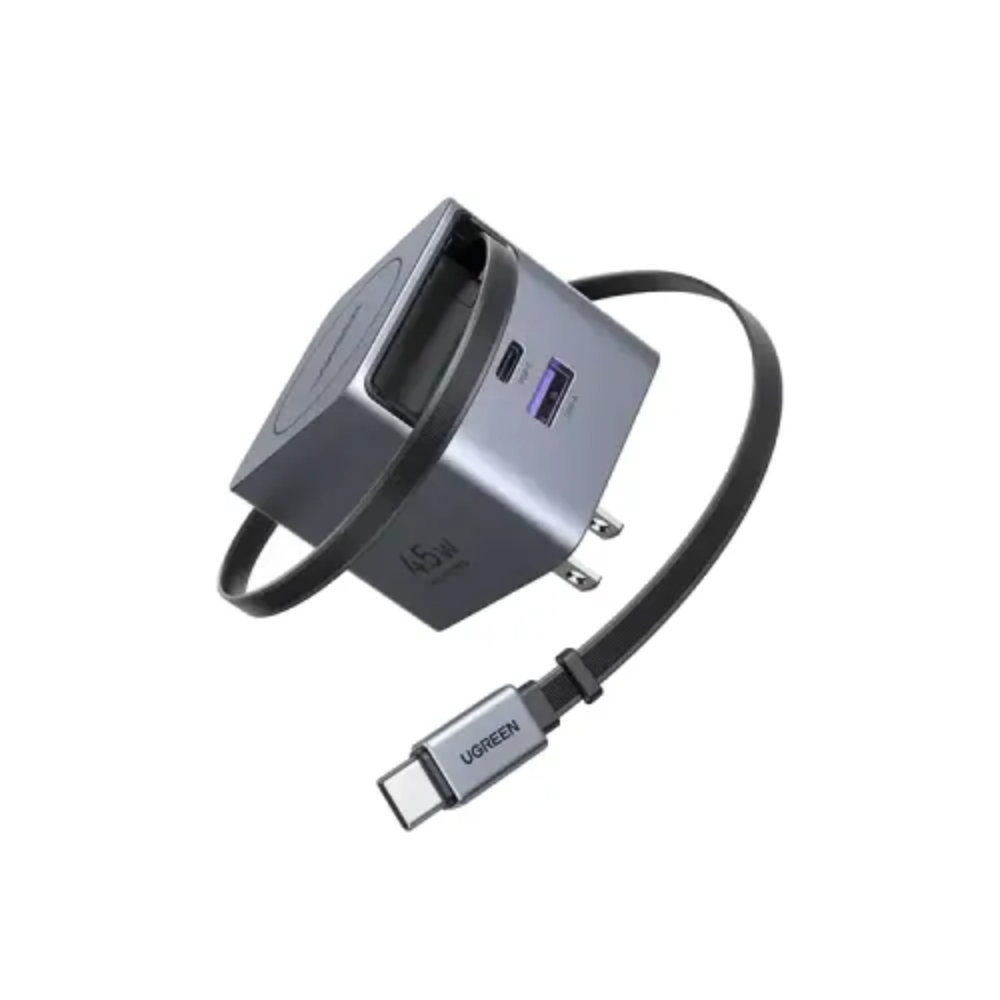 UGREEN x614 (65823) 45W GaN Fast Charger with Retractable Cable - UK 2 UGREEN x614 (65823) 45W GaN Fast Charger with Retractable Cable - UK - Image 2